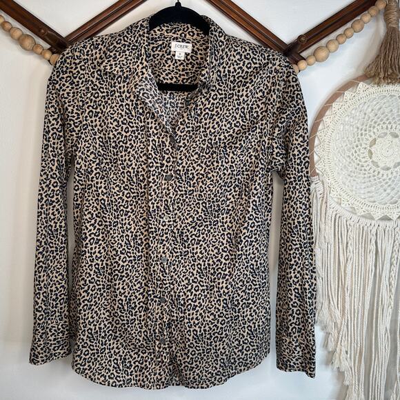 J.Crew Leopard Print Long Sleeve Button Down - Picture 1 of 4
